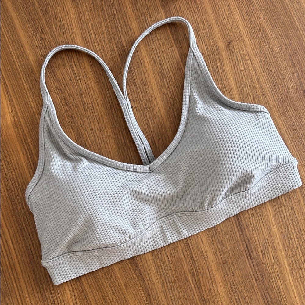 ALO Yoga Light Gray Ribbed Bralette
